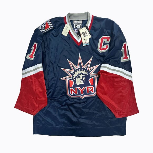 Mark Messier Signed JSA COA Liberty Starter Vtg Rangers NHL Jersey Navy SzXL/52R - Picture 1 of 16